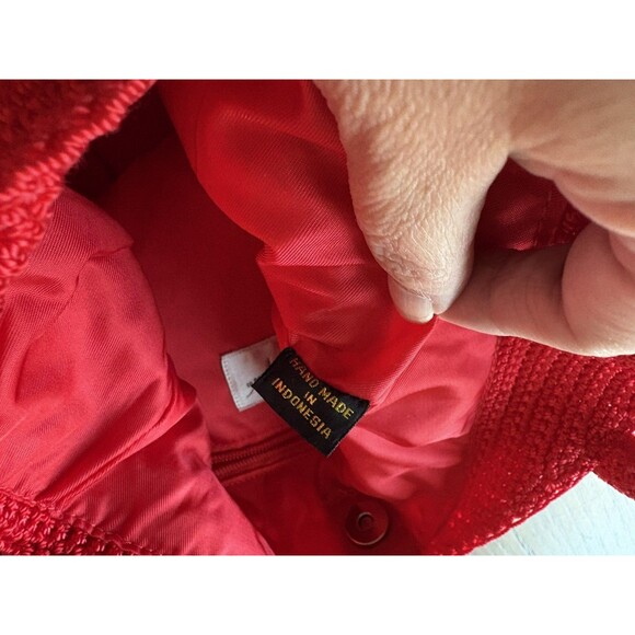 Jacqueline Ferrar Red Crochet Woven Shoulder Bag NWOT Handbag Purse Boho Hobo - Picture 6 of 8